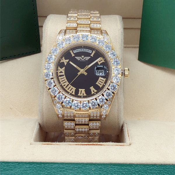 full diamond watch 218238 big diamond bezel 43mm roman dial yellow gold men men's 2813 automatic mechanical watches wristwatch black da, Slivery;brown
full diamond watch 218238 big diamond bezel 43mm roman dial yellow gold men men's 2813 automatic mechanical watches wristwatch black da, Slivery;brown