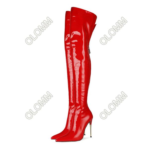 olomm women winter thigh boots patent stiletto heel pointed toe gorgeous red fuchsia white black club shoes women us size 5-13
olomm women winter thigh boots patent stiletto heel pointed toe gorgeous red fuchsia white black club shoes women us size 5-13