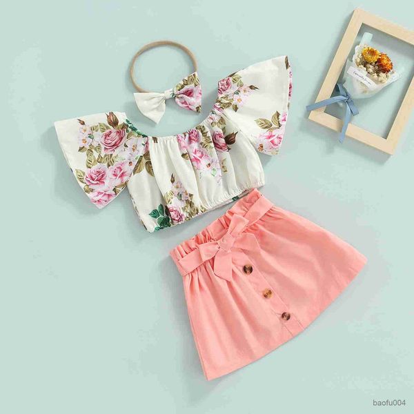 clothing sets girls summer 3pcs outfit sets short sleeve off shoulder floral and pink button skirt with belt and headband r230518, White
clothing sets girls summer 3pcs outfit sets short sleeve off shoulder floral and pink button skirt with belt and headband r230518, White