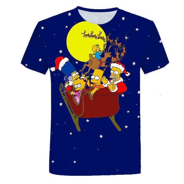 straight cartoon anime simpsons family 3d digital printed breathable round neck short sleeved t-shirt, White;black 
straight cartoon anime simpsons family 3d digital printed breathable round neck short sleeved t-shirt, White;black