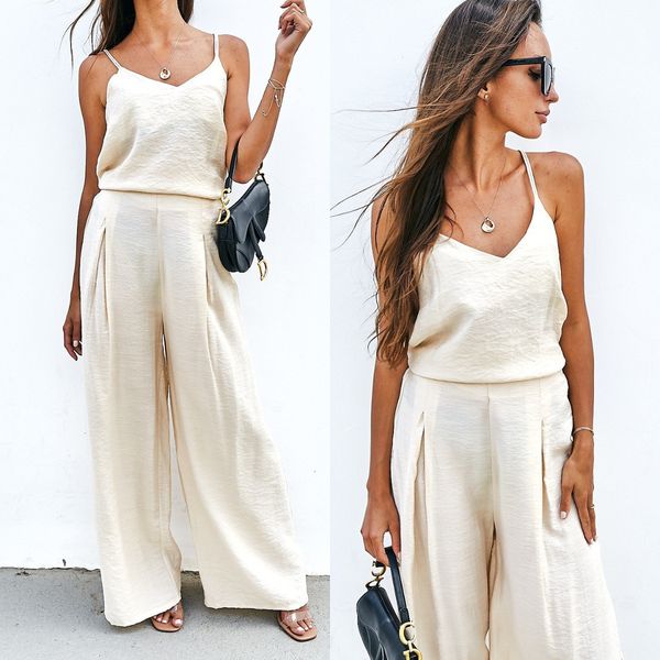 women's two piece pants two piece pants sets women outfit sleeveless strap loose wide leg pants set casual summer matching sets streetw, White
women's two piece pants two piece pants sets women outfit sleeveless strap loose wide leg pants set casual summer matching sets streetw, White