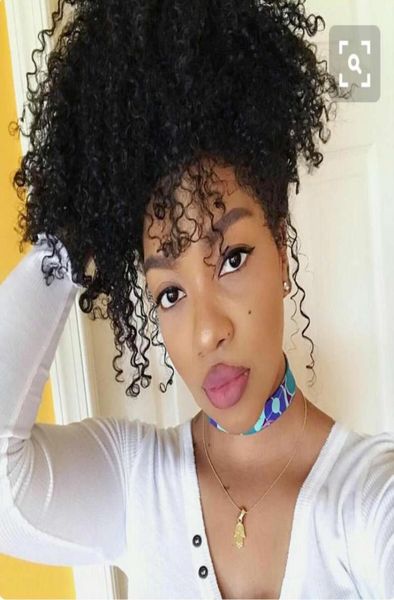 kinky curly brazilian human hair drawstring ponytail clip in hair extensions natural color remy puff curl ponytail hairpieces 120g7354557, Black
kinky curly brazilian human hair drawstring ponytail clip in hair extensions natural color remy puff curl ponytail hairpieces 120g7354557, Black