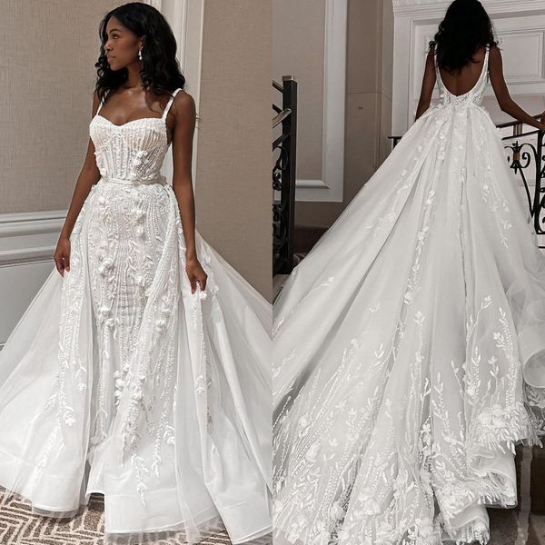 backless mermaid wedding dresses with overskirts straps lace wedding dress sweep train vintage robe de mariee bridal gowns, White
backless mermaid wedding dresses with overskirts straps lace wedding dress sweep train vintage robe de mariee bridal gowns, White
