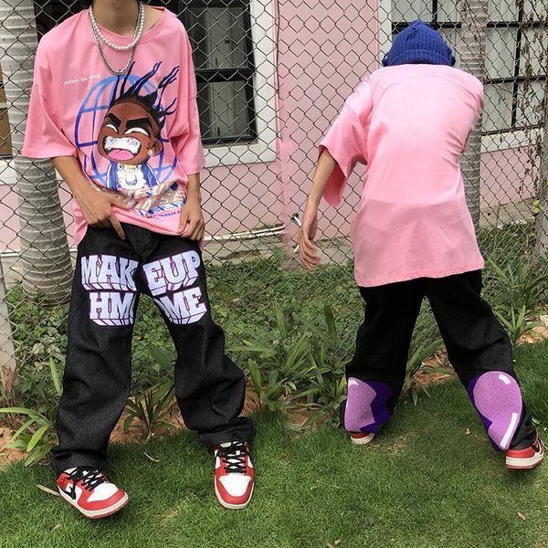 men's pants american hiphop fried street pants men ins sweet cool high loose falling jeans couple models joggers 230517, Black
men's pants american hiphop fried street pants men ins sweet cool high loose falling jeans couple models joggers 230517, Black