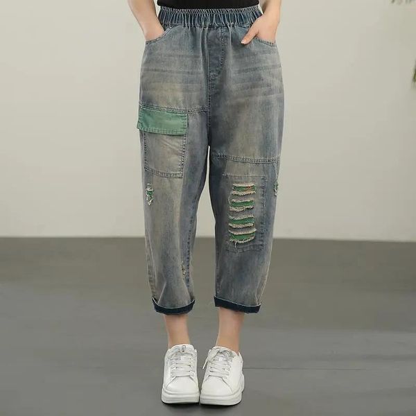 jeans summer retro ripped jeans elastic waist streetwear women chic pocket collar wide leg jeans women high waist straight jeans, Blue
jeans summer retro ripped jeans elastic waist streetwear women chic pocket collar wide leg jeans women high waist straight jeans, Blue