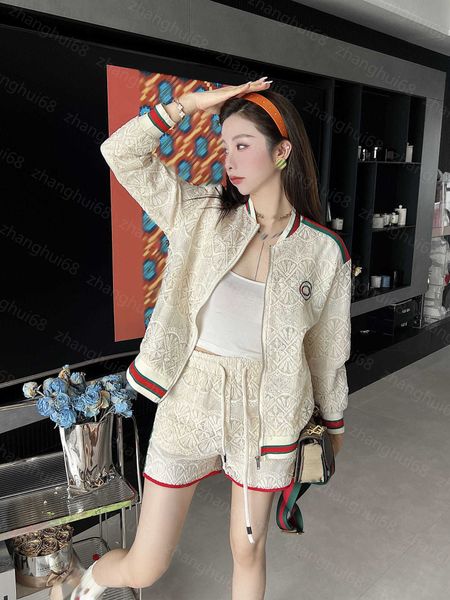23ss womens designer clothing women tracksuit windbreaker set water-soluble lace zipper embroidered coat elastic waist drawstring shorts set, Gray
23ss womens designer clothing women tracksuit windbreaker set water-soluble lace zipper embroidered coat elastic waist drawstring shorts set, Gray