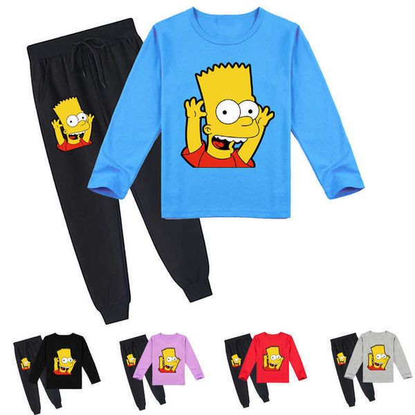 children's clothing simpson fashion print long sleeved t-shirt summer+pants set k417, White;black
children's clothing simpson fashion print long sleeved t-shirt summer+pants set k417, White;black