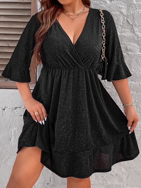 plus size dresses glitter large size 4xl sequin midi dress women autumn ruffles half sleeve v neck solid elegant evening party 230518, Black
plus size dresses glitter large size 4xl sequin midi dress women autumn ruffles half sleeve v neck solid elegant evening party 230518, Black