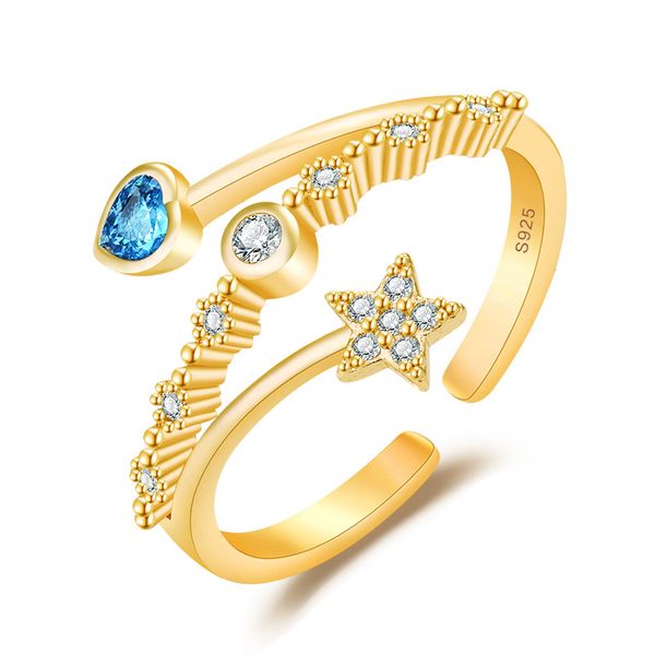 cluster rings, rose gold/18k gold color adjustable rings, with star shaped blue cubic zirconia, statement rings jewelry, Golden;silver
cluster rings, rose gold/18k gold color adjustable rings, with star shaped blue cubic zirconia, statement rings jewelry, Golden;silver