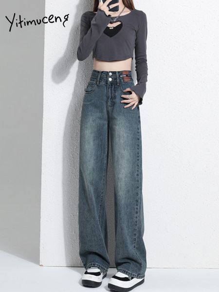 women's jeans yitimuceng high waisted jeans for women 2 button fashion wide leg pants women vintage streetwear straight y2k pants 23051, Blue
women's jeans yitimuceng high waisted jeans for women 2 button fashion wide leg pants women vintage streetwear straight y2k pants 23051, Blue