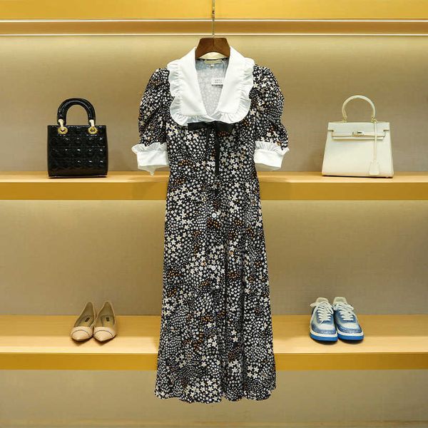 dress 2023 women's autumn new product doll neck french design sense star fragmented flower long dress, Black
dress 2023 women's autumn new product doll neck french design sense star fragmented flower long dress, Black