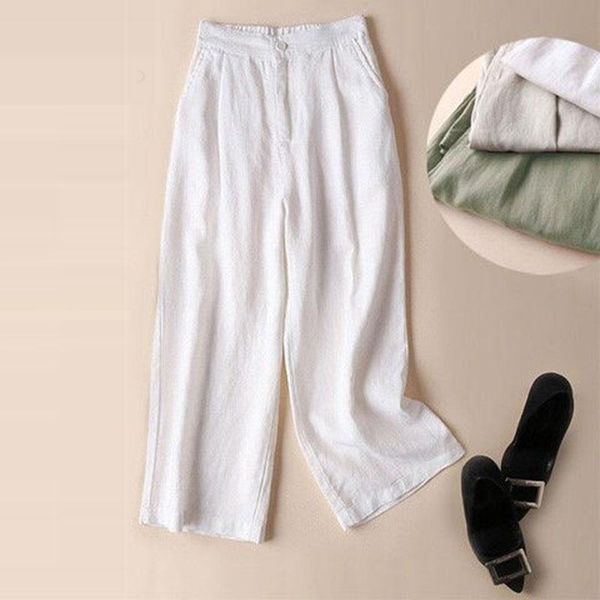 capris new summer women wide leg pants elastic waist solid cotton linen pants loose casual anklelength pants d55, Black;white
capris new summer women wide leg pants elastic waist solid cotton linen pants loose casual anklelength pants d55, Black;white