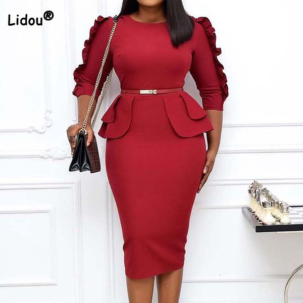 plus size dresses ruffles women solid color midi pencil skirt commute round neck back zipper design three quarter sleeve bag hip size 230518, Black
plus size dresses ruffles women solid color midi pencil skirt commute round neck back zipper design three quarter sleeve bag hip size 230518, Black