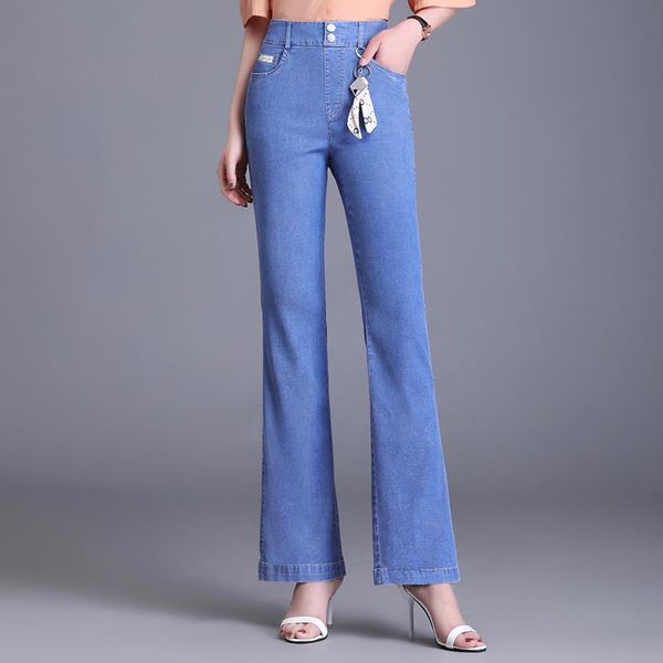 jeans zuzk women denim flare pants thin summer new elastic waist korea style slim fashion show thin droop casual jeans, Blue
jeans zuzk women denim flare pants thin summer new elastic waist korea style slim fashion show thin droop casual jeans, Blue