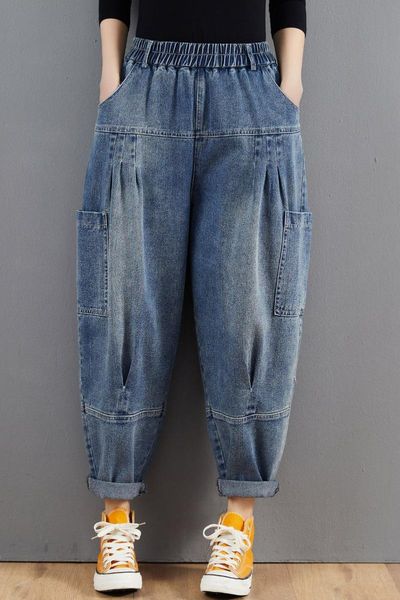 jeans spring women's high waist vintage jeans washed loose casual streetwear allmatch hipster retro female denim pants harem trousers, Blue
jeans spring women's high waist vintage jeans washed loose casual streetwear allmatch hipster retro female denim pants harem trousers, Blue
