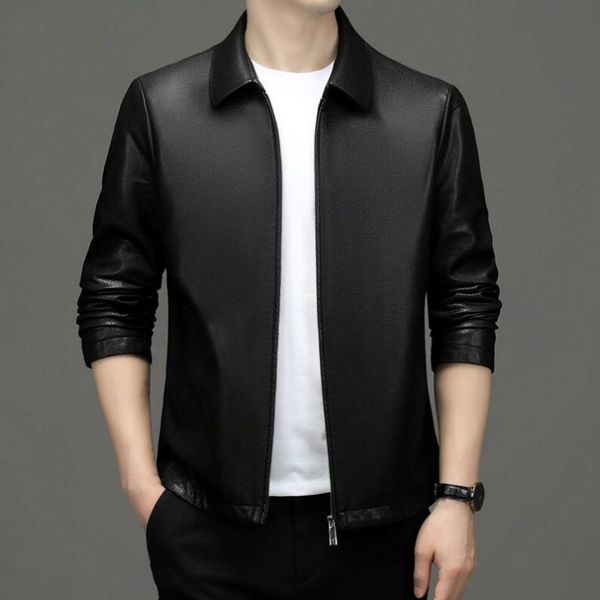 spring and autumn men's genuine leather lapel neck jacket fashion slim cowskin coat black olive green clothing
spring and autumn men's genuine leather lapel neck jacket fashion slim cowskin coat black olive green clothing