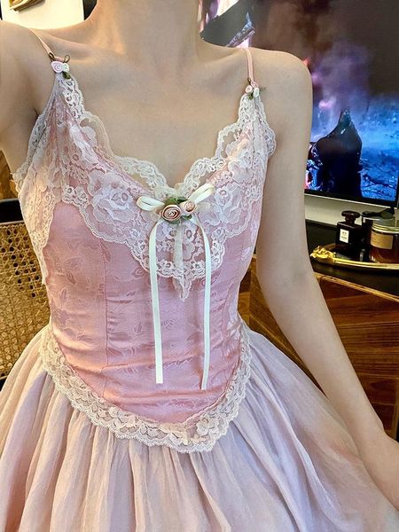 dresses floral vintage elegant strap dress women lace france evening party long dresses pink sweet princess fairy dress summer 2022, Black;gray
dresses floral vintage elegant strap dress women lace france evening party long dresses pink sweet princess fairy dress summer 2022, Black;gray