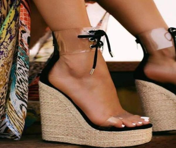 dipsloot woman black white gold clear pvc wedge platform sandals zipper back lace up peep toe high heel casual sandals6613060
dipsloot woman black white gold clear pvc wedge platform sandals zipper back lace up peep toe high heel casual sandals6613060