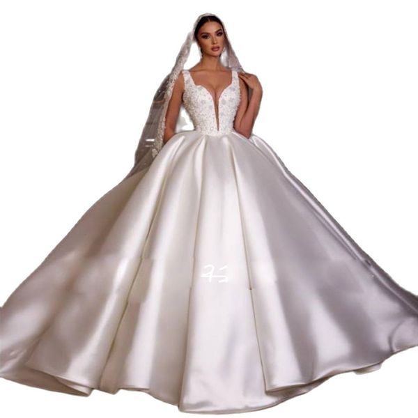 gorgeous ball gown wedding dresses beading pearls satin bridal gowns lace train princess robe de mariage, White
gorgeous ball gown wedding dresses beading pearls satin bridal gowns lace train princess robe de mariage, White