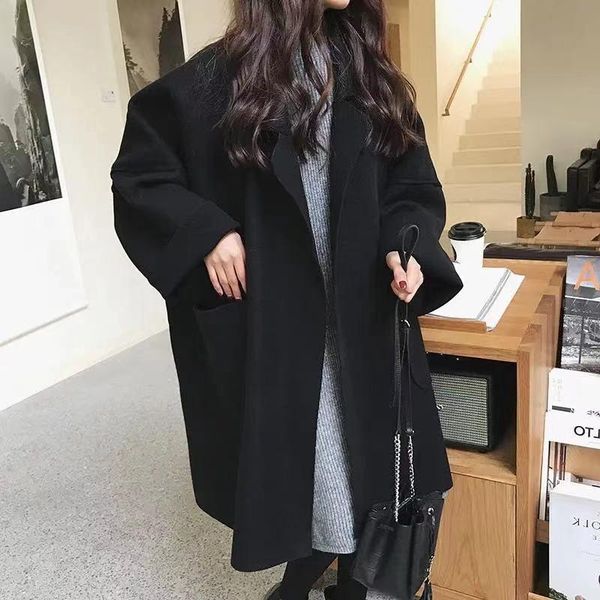 fur french retro loose women's wool coat fashion casual long coat women's 2022 spring women's solid color lapel coat cloak, Black
fur french retro loose women's wool coat fashion casual long coat women's 2022 spring women's solid color lapel coat cloak, Black