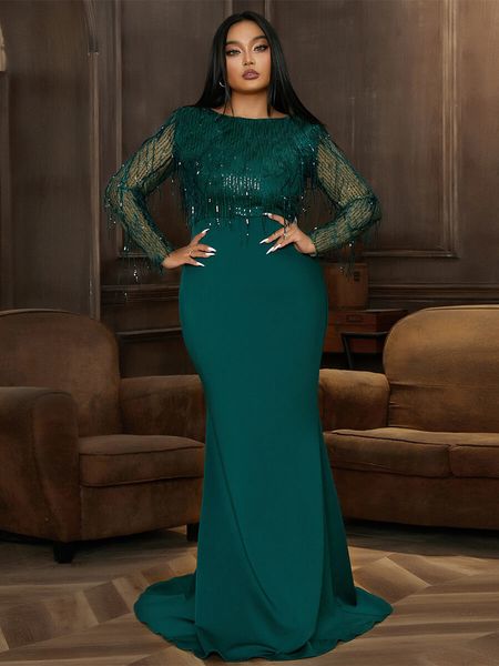 plus size dresses size women's dress fashion large high waist lady female maxi long sleeve tassels evening party 230518, Black
plus size dresses size women's dress fashion large high waist lady female maxi long sleeve tassels evening party 230518, Black