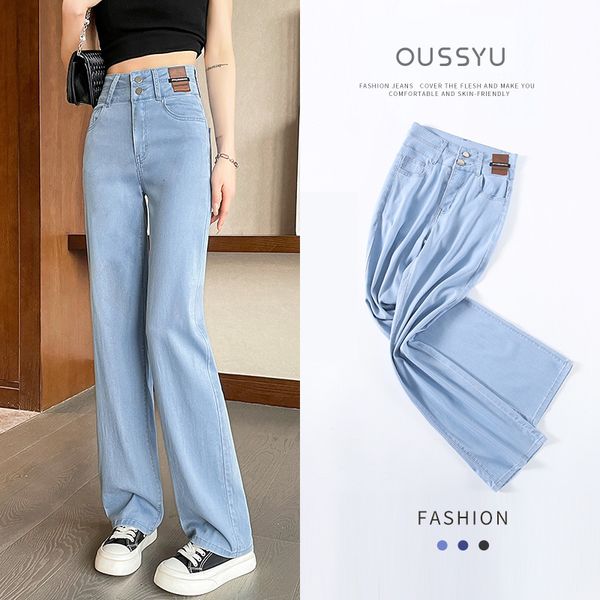 women's jeans summer ultrathin lyocell women's jeans high waist straight fashion pants streetwear casual female wide leg denim tro, Blue
women's jeans summer ultrathin lyocell women's jeans high waist straight fashion pants streetwear casual female wide leg denim tro, Blue