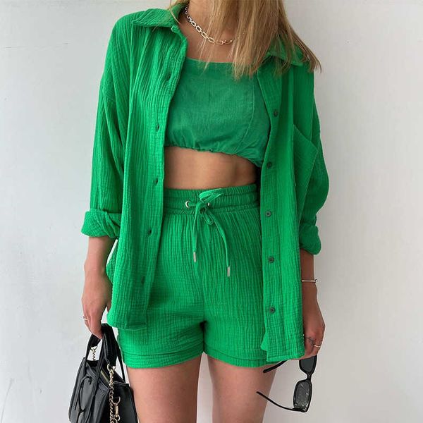2023 women's wrinkle collar long sleeve shirt high waist drawstring shorts fashion casual two piece set, Gray
2023 women's wrinkle collar long sleeve shirt high waist drawstring shorts fashion casual two piece set, Gray