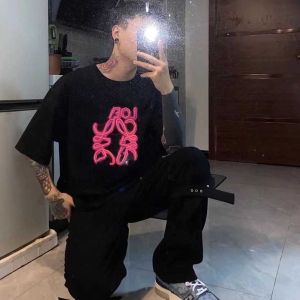 restore the correct version of lo summer new fluorescent pink embroidery short sleeve casual t-shirt, White
restore the correct version of lo summer new fluorescent pink embroidery short sleeve casual t-shirt, White