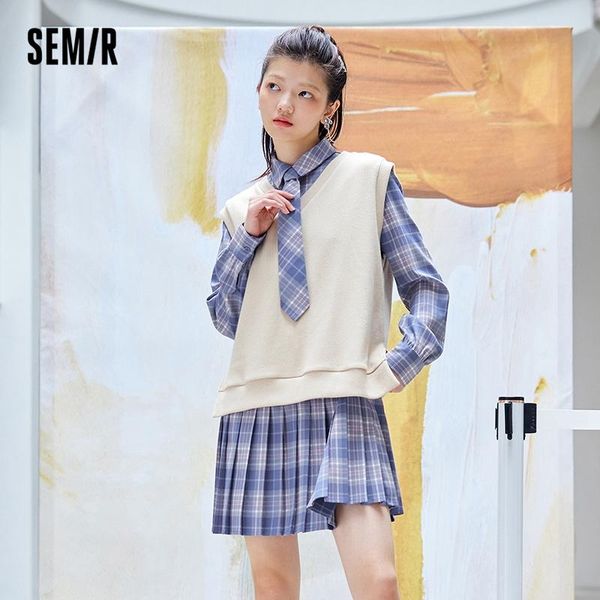 dress semir suit women preppy style 2021 early autumn new japanese women's plaid dress solid color vest twopiece set, White
dress semir suit women preppy style 2021 early autumn new japanese women's plaid dress solid color vest twopiece set, White