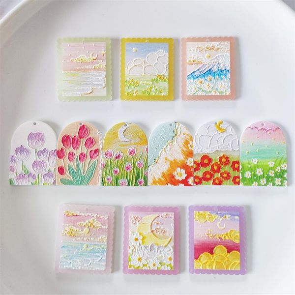 crystal new 50pcs/lot oil painting cartoon flowers pattern geometry arched rectangular shape acrylic beads diy jewelry earring acessory
crystal new 50pcs/lot oil painting cartoon flowers pattern geometry arched rectangular shape acrylic beads diy jewelry earring acessory