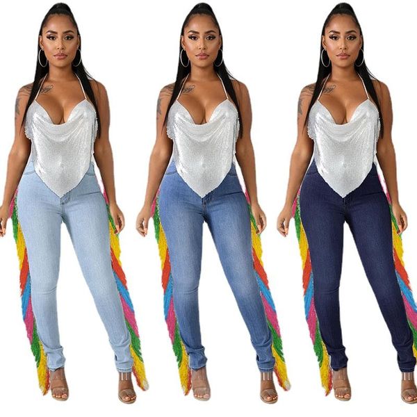jeans xl5xl womens rainbow ruffle slim fit jeans pant for women with colorful fringe high waist denim long pant wolesale dropshipping, Blue
jeans xl5xl womens rainbow ruffle slim fit jeans pant for women with colorful fringe high waist denim long pant wolesale dropshipping, Blue