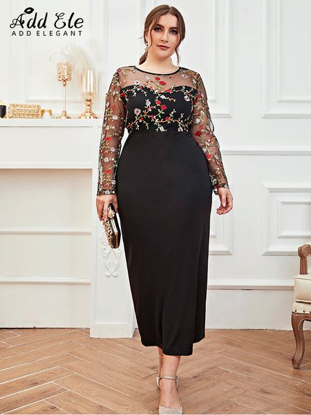 plus size dresses add elegant size rear slit dress for women embroidery patchwork o neck long sleeve female clothing slim party b786 230518, Black
plus size dresses add elegant size rear slit dress for women embroidery patchwork o neck long sleeve female clothing slim party b786 230518, Black