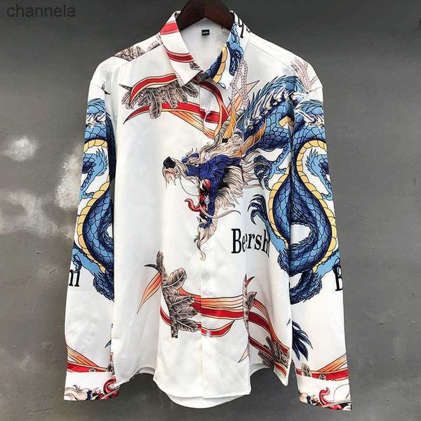 men's casual shirts color nimal dragon camiseta masculina shirts for men drill social club outfits trend brand diamond print shirt men, White;black
men's casual shirts color nimal dragon camiseta masculina shirts for men drill social club outfits trend brand diamond print shirt men, White;black