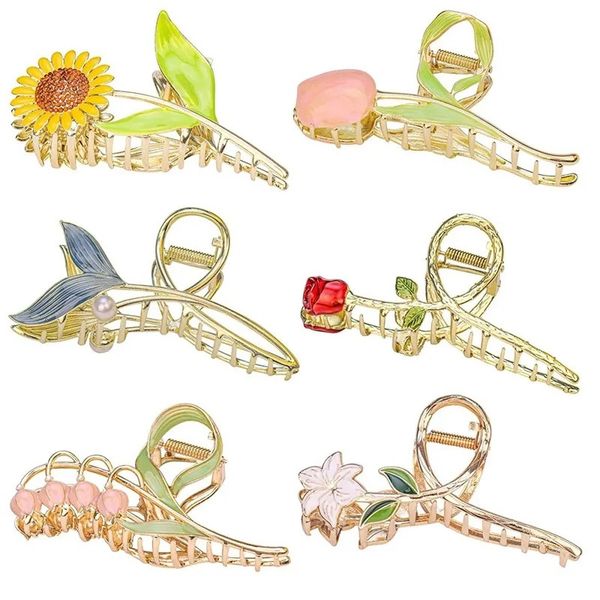 metal flower hair claw clips cute large rose tulip hair pins nonslip strong hold hair clamps fashion hair accessories for woman girls, Black;brown
metal flower hair claw clips cute large rose tulip hair pins nonslip strong hold hair clamps fashion hair accessories for woman girls, Black;brown