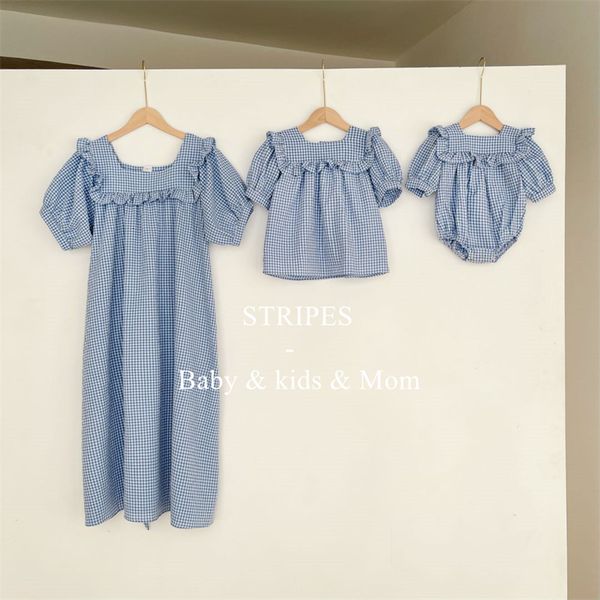 tshirts family matching summer kids girl cotton puff sleeve plaid woman dress toddler baby bodysuit mother daughters outfits 230519, Blue
tshirts family matching summer kids girl cotton puff sleeve plaid woman dress toddler baby bodysuit mother daughters outfits 230519, Blue