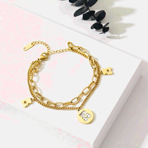 luxury brand double layered butterfly circle clover charm bracelet stainless steel bangle jewelry for women gift, Golden;silver
luxury brand double layered butterfly circle clover charm bracelet stainless steel bangle jewelry for women gift, Golden;silver