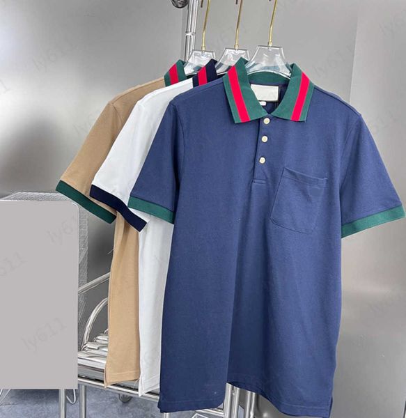 dark blue designer mens polo shirt spring summer classic fashion luxury loose contrast thread pocket embroidered stripe collar t-shirt men b, White;black
dark blue designer mens polo shirt spring summer classic fashion luxury loose contrast thread pocket embroidered stripe collar t-shirt men b, White;black
