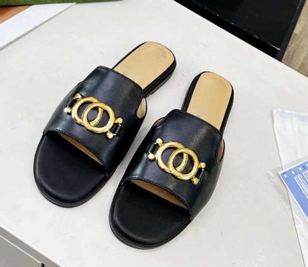 designer new 2023 womens slipper crotch buckle leather spring summer comfortable metal letter beach fashion brand womens slippers, Black
designer new 2023 womens slipper crotch buckle leather spring summer comfortable metal letter beach fashion brand womens slippers, Black