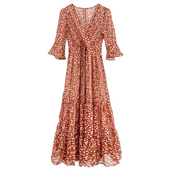 mid sleeved floral dress, spring new summer chiffon long skirt, small and fresh, waist tight, slim mid length skirt, Black;gray
mid sleeved floral dress, spring new summer chiffon long skirt, small and fresh, waist tight, slim mid length skirt, Black;gray