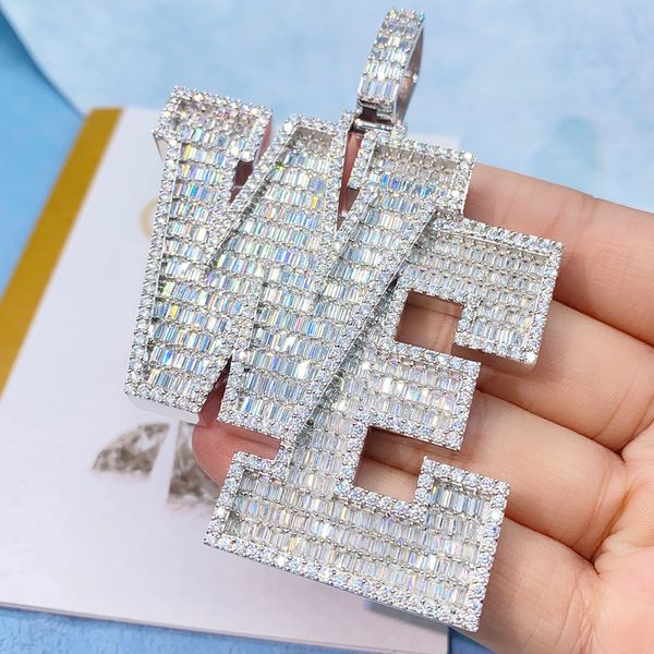 pass diamond test fashion pendant necklace 925 sterling silver shiny moissanite baguatte letter pendant with 24inch rope chain
pass diamond test fashion pendant necklace 925 sterling silver shiny moissanite baguatte letter pendant with 24inch rope chain