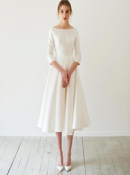 simple tea length satin short wedding dress modest with 34 sleeves boat neck aline 50s 60s informal bridal gowns short1199185, White
simple tea length satin short wedding dress modest with 34 sleeves boat neck aline 50s 60s informal bridal gowns short1199185, White