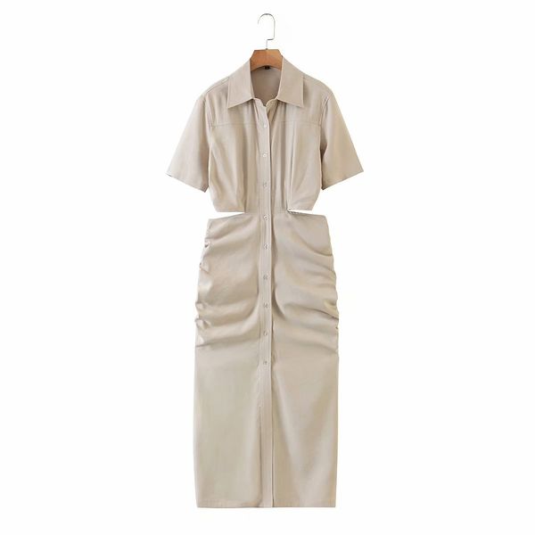 casual dresses waist hollow out design single breasted slim shirt dress lady chic short sleeve candy color vestido, Black;gray
casual dresses waist hollow out design single breasted slim shirt dress lady chic short sleeve candy color vestido, Black;gray