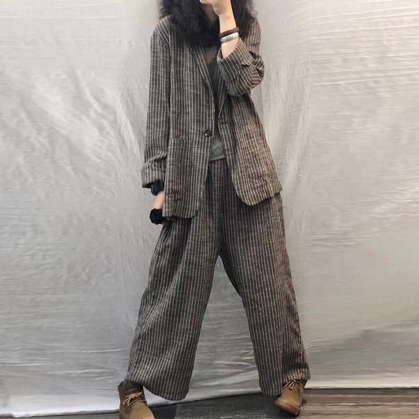 pants women suit blazer and pants linen set 2021 spring autumn women suit large size casual suits fashion art retro loose 2 piece set, White
pants women suit blazer and pants linen set 2021 spring autumn women suit large size casual suits fashion art retro loose 2 piece set, White