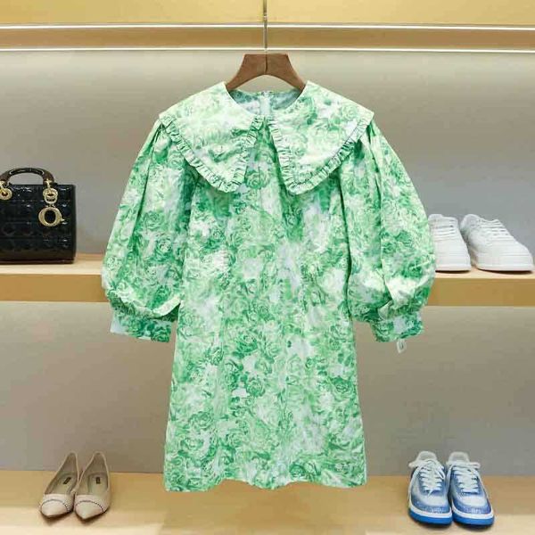 shirt dress women's spring 2023 french style bubble sleeve doll neck fragmented flower short dress, Black
shirt dress women's spring 2023 french style bubble sleeve doll neck fragmented flower short dress, Black