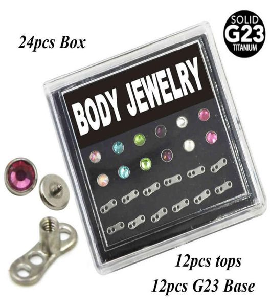 24piece g23 titanium flat cz crystal dermal anchor piercing body jewelry box set internally threaded with steel 7712407, Silver
24piece g23 titanium flat cz crystal dermal anchor piercing body jewelry box set internally threaded with steel 7712407, Silver