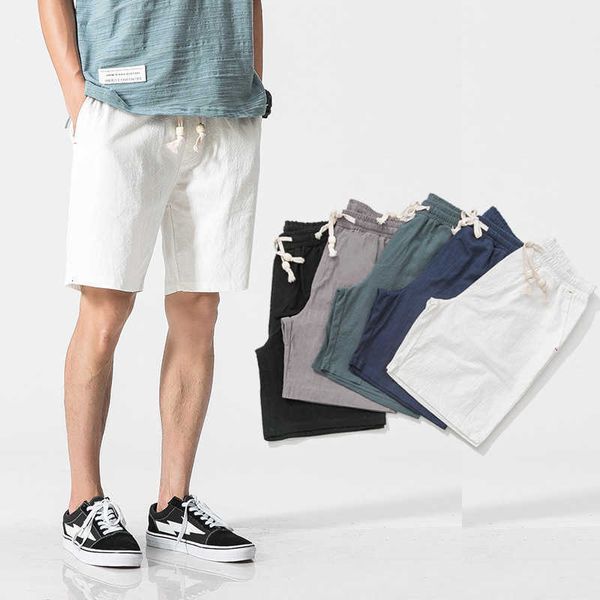 men's shorts 2022 summer cotton hemp solid color casual men's large beach pants sports capris, White;black
men's shorts 2022 summer cotton hemp solid color casual men's large beach pants sports capris, White;black