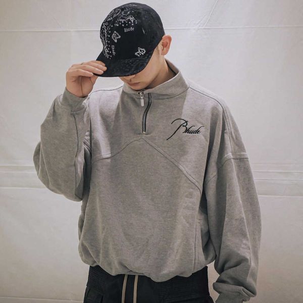 meichao rhude autumn winter stand collar half zip embroidery stitching thin terry men's casual sweater, Black
meichao rhude autumn winter stand collar half zip embroidery stitching thin terry men's casual sweater, Black