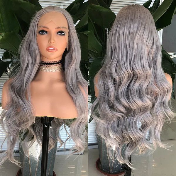 long wave 26inch synthetic lace front wig grey middle part heat resistant fiber hair for women wholesale cosplay wigs, Black
long wave 26inch synthetic lace front wig grey middle part heat resistant fiber hair for women wholesale cosplay wigs, Black