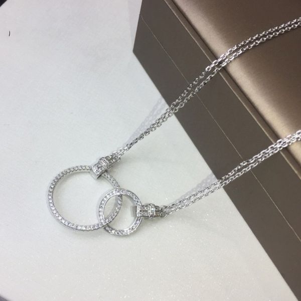 light luxury designer size double ring necklace pendant plating process diamond-encrusted durable gorgeous, Silver
light luxury designer size double ring necklace pendant plating process diamond-encrusted durable gorgeous, Silver
