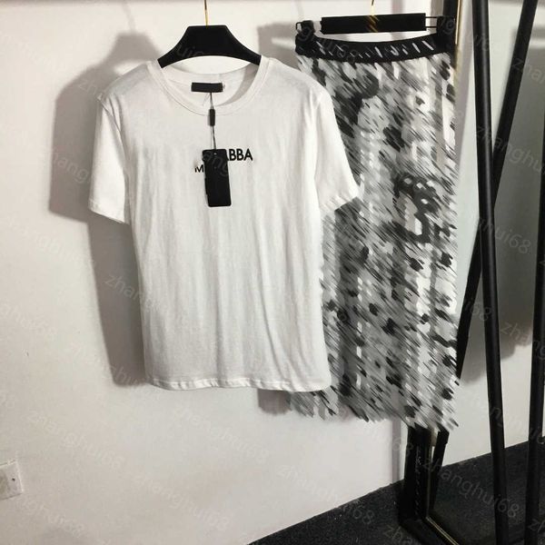 23ss skirt set womens designer clothing monogrammed cotton short sleeve t-shirt high waist pleated half skirt sets womens clothing, White
23ss skirt set womens designer clothing monogrammed cotton short sleeve t-shirt high waist pleated half skirt sets womens clothing, White